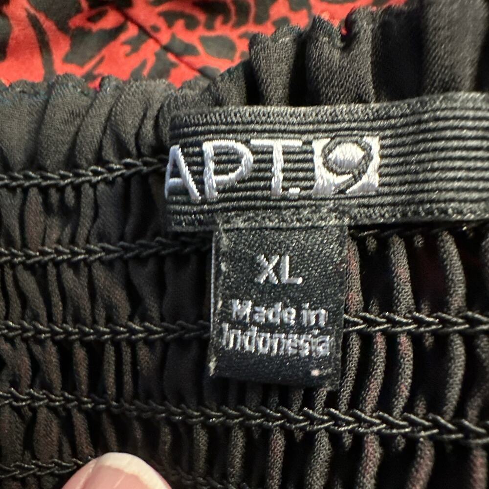Apt 9 Red & Black Strapless Dress Rose & Vines Design Size XL Side Zip ADJ Strap - Picture 8 of 12